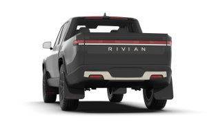 Rivian R1T Mud Flap - Rally Armor - UR Black/Metallic Black Logo - Black - `22-`25